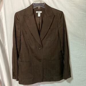 Realities 10 brown on brown floral cotton lined jacket pockets fitted style euc